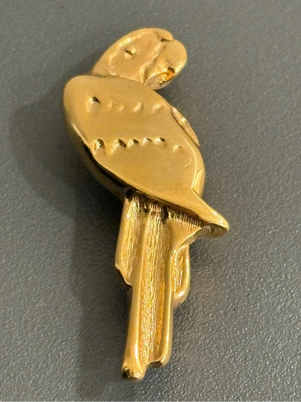 KJL Parrot Pin Brooch Signed Gold Tone Macaw Bird Kenneth J Lane HTF